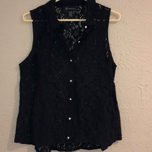 Lace Button Down Sleeveless Top w/ matching skirt